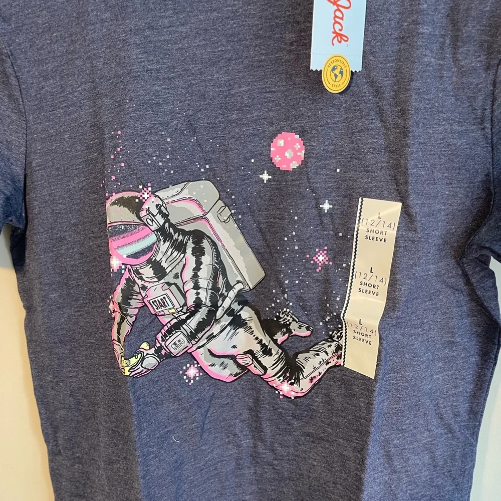 🆕️Cat&Jack Kids Boys' Astronaut Gamer  Short Sleeve Tee L12/14 - Picture 2 of 5